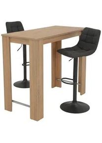Mid.you Tischgruppe , Eichefarben , Metall, Textil, Holzwerkstoff , Holzoptik , 120x108x58 cm , Esszimmer, Bänke, Eckbankgruppen
