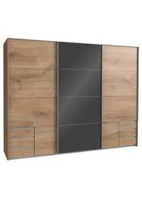 wimex Carryhome Schwebetürenschrank , Dunkelgrau, Plankeneiche , Metall , 3 Fächer , 6 Schubladen , 270x210x65 cm , Made in Germany , Schlafzimmer, Komplette Schlafzimmer und Serien, Schlafzimmerserien