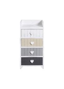 Rebecca Mobili Cassettiera Comodino Bianco Shabby Cassetti Cuore 72x35x27