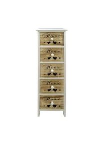 Rebecca Mobili Cassettiera Settimino 5 Cassetti Legno Bianco Marrone 91x26x30