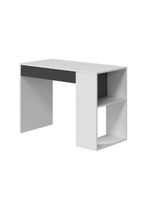 Dmora Scrivania Boise, Scrittoio multifunzione reversibile con cassetto, Tavolo da studio o ufficio porta PC, 101x50h73 cm, Bianco e Antracite