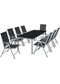 TecTake set di sedute e tavolo in alluminio 8+1 - grigio chiaro - 402165