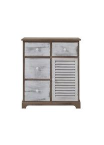 Rebecca Mobili Armadietto Mobile Bianco Grigio 4 Cassetti 1 Anta Legno 70x60x30