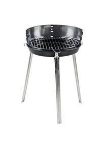 Aro Barbecue a carbonella rotonda, acciaio, 51.5 x 38 x 56 cm, Ø 38 cm, altezza regolabile, griglia cromata, nera / argento