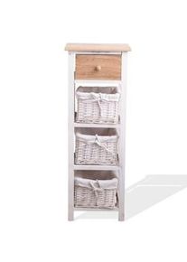 Mobile Bagno Legno Chiaro Bianco 1 cassetto 3Ceste Camera Bagno 85x31x27