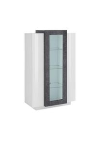 Dmora Vetrina Kevin, Credenza con tre ante, Mobile da soggiorno multiuso, 100% Made in Italy, cm 80x38h121, Bianco lucido e Ardesia