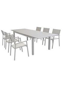 Bob Gardens SCOTTY - set tavolo da giardino allungabile 220/280x100 compreso di 6 poltrone in alluminio Tortora
