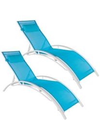 TecTake Set di 2 lettini prendisole Alina - blu - 403066
