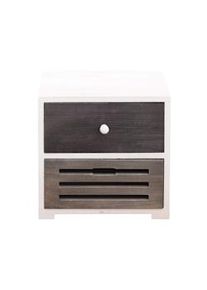 Rebecca Mobili Comodino Mobiletto 2 Cassetti Legno Bianco Grigio Shabby 36x35x24