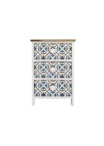 Rebecca Mobili Comodino Cassettiera 3 Cassetti Bianco Maioliche Legno 60x40x30