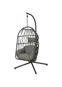 KLULK Poltrona Sospesa Da Giardino Nida Struttura In Metallo + Cuscino Seduta Imbottito e Poggiatesta Portata 120kg (NERO)