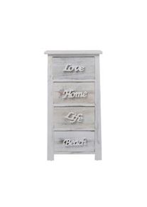 Rebecca Mobili Comodino Cassettiera 4 Cassetti Bianco Grigio Shabby 73x37x27