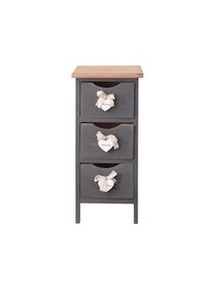 Rebecca Mobili Comodino Mobiletto 3 Cassetti Grigio Legno Vintage 56x25x25