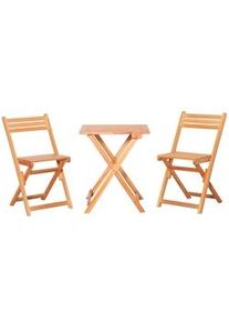 Giordanoshop Set Tavolino e 2 Sedie da Giardino Pieghevoli in Legno Naturale