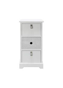 Rebecca Mobili Comodino con 3 Cassetti in Legno Bianco Camera da Letto 59,5x30x25 cm
