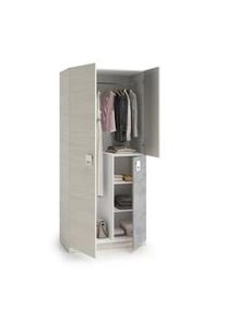Dmora Guardaroba Manchester, Armadio per cameretta, Mobile a 3 ante e 3 ripiani con barra appendiabiti, 90x52h200 cm, Grigio e Cemento