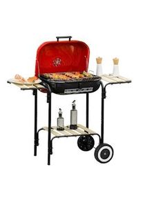 Outsunny BBQ Barbecue a Carbonella con Presa d'Aria Nero rosso Acciaio