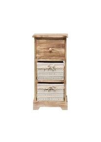 Rebecca Mobili Comodino 3 Cassetti Legno Vimini Natural Camera 63x30x27
