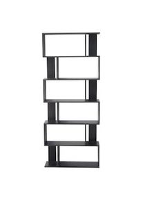 Rebecca Mobili Libreria Scaffale Moderna Legno Nero 6 Ripiani 190x60x24