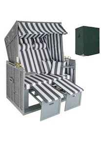 TecTake Cesta-sdraio con cuscini, regolabile, con involucro protettivo incluso - grigio/bianco - 403907