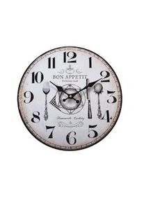 Rebecca Mobili Orologio Cucina Mdf Retrò Bianco Marrone Analogico 33,8x33,8x4
