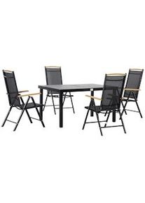 Giordanoshop Set Tavolo e 4 Sedie da Giardino in Alluminio e Texteline Nero