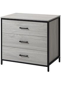 HOMCOM Cassettiera con 3 Cassetti in Legno e Acciaio Grigio Chiaro