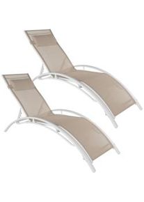 TecTake Set di 2 lettini prendisole Alina - beige - 403065