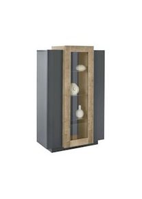 Dmora Vetrina Kevin, Credenza con tre ante, Mobile da soggiorno multiuso, 100% Made in Italy, cm 80x38h121, Antracite e Acero
