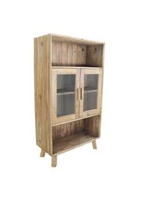 Bob Gardens Credenza con Vetrina in Pino riciclato cm 90x40x160 - PINE Marrone