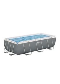 Bestway Piscina Power Steel GS, acciaio / PVC, 4,04 x 2,01 x 1 m, con pompa filtro, effetto muro di pietra, angolare, 6478 L, grigio