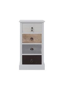 Rebecca Mobili Cassettiera Comodino Mobile 4 Cassetti Bianco Marrone 69x37x27