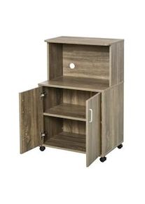 HOMCOM Mobile Cucina Multiuso 4 Ruote e Armadietto 60.4x40.3x97cm