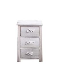 Rebecca Mobili Comodino Cassettiera 3 Cassetti Bianco Grigio Shabby 56x37x27