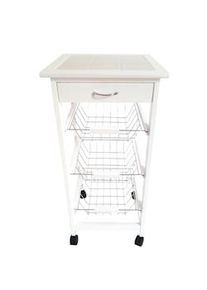 CASA COLLECTION carrello cucina Calgary con tre cesti, in mdf, dimensioni 37x37x76 cm, colore bianco