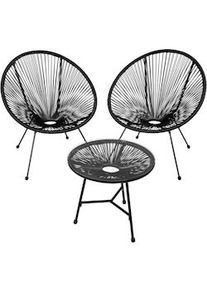 TecTake Set di 2 sedie Santana con tavolo - nero - 404410