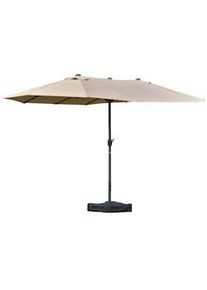Giordanoshop Ombrellone da Giardino Doppio 4,6x2,7m in Acciaio e Poliestere Khaki