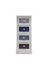Rebecca Mobili Cassettiera Comodino Bianco Stampe Legno 4 Cassetti 76x30x25