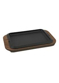 ILSA Piatto a servire rettangolare in ghisa Basic con vassoio in legno cm 30x22