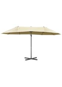 Outsunny Ombrellone Doppio Poliestere Anti-UV Impermeabile Crema