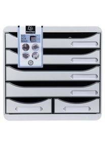 Exacompta Cassettiera Big-Box Maxi 312740D, 6 cassetti, box PS monoblocco, (PxlxAlt) 34,7x27,8x27,1 cm, gamma Office, box e cassetti grigio chiaro