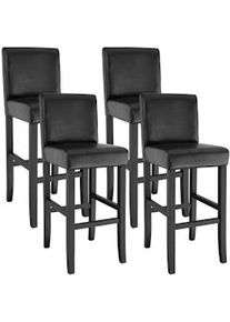 TecTake Taburete de bar de poli piel - negro, Juego de 4 - 403511