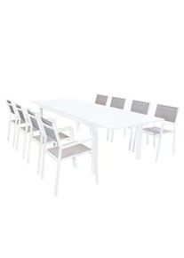 Bob Gardens SCOTTY - set tavolo da giardino allungabile 220/280x100 compreso di 8 poltrone in alluminio Bianco