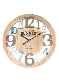 Rebecca Mobili Orologio a Parete Legno Azzurro Bianco Rustico Rotondo 50x50x4,5