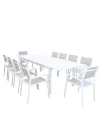 Bob Gardens SCOTTY - set tavolo da giardino allungabile 220/280x100 compreso di 10 poltrone in alluminio Bianco