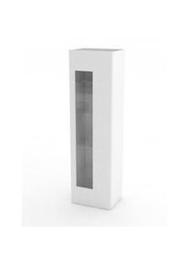 Dmora Vetrina Mimmo, Credenza con anta a vetro, Mobile da soggiorno multiuso, 100% Made in Italy, cm 45x34h162, Bianco lucido