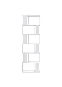 Rebecca Mobili Scaffale Libreria Bianca Moderna con 6 Ripiani in Legno per Ufficio Soggiorno