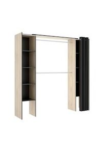 Dmora Guardaroba Manaslu, Struttura per cabina armadio, Mobile appendiabiti aperto allungabile, 180x50h205 cm, Rovere e Grigio