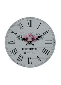 Rebecca Mobili Orologio Shabby da Parete Mdf Bianco Tema Floreale per Salotto Cucina