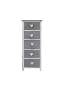 Rebecca Mobili Cassettiera Mobile 5 Cassetti Legno Bianco Grigio Shabby 84x35x27